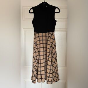 Sloan Rouge Black & Plaid Sleeveless Mock Neck Dress